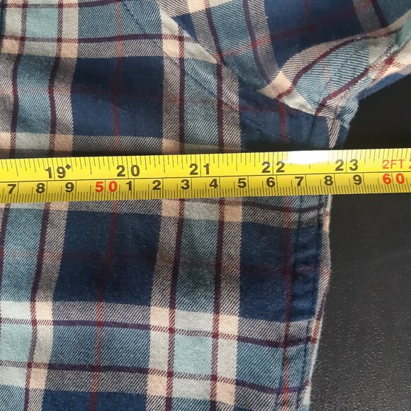 Banana Republic SZ M Lightweight Flannel Men's Blue Plaid Button Up Shirt - Picture 8 of 12